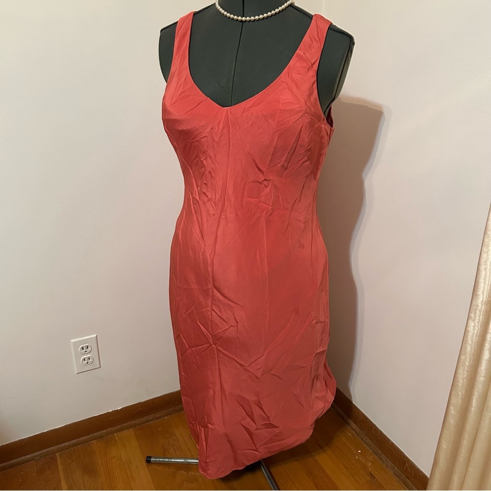 Ann Taylor vintage Pink Silk maxi Dress size 12